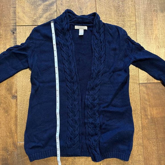 Banana Republic Dark Blue Cotton Cashmere Sweater Cardigan w/ Braided Details - Picture 9 of 11